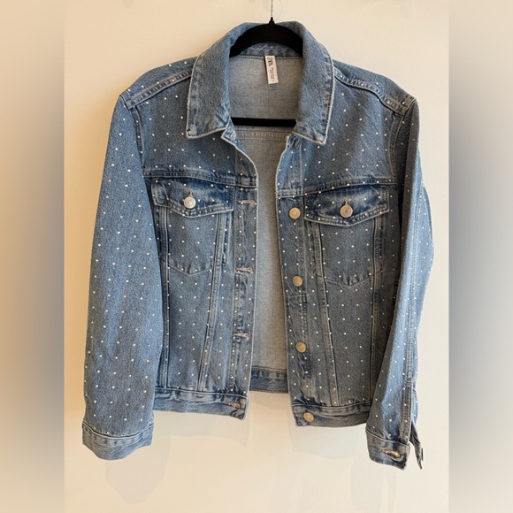 Zara Jackets & Blazers - Studded Light Blue Denim Jacket